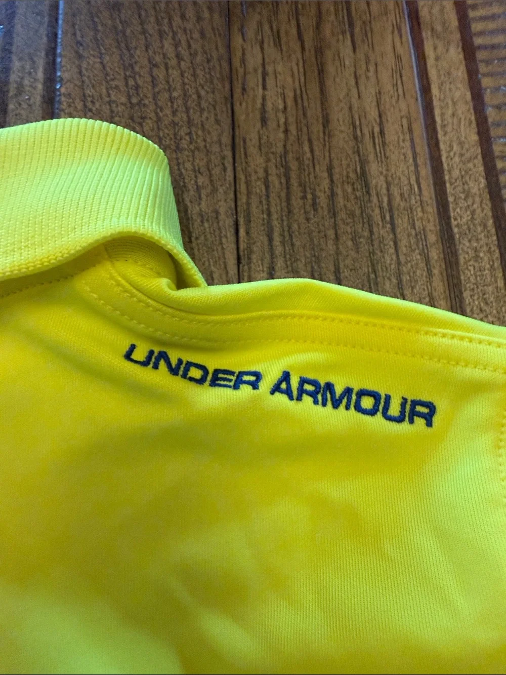 Under Armour Boys Bright Yellow Polo with Blue Trim